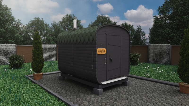 Баня бочка 3 метра, графит