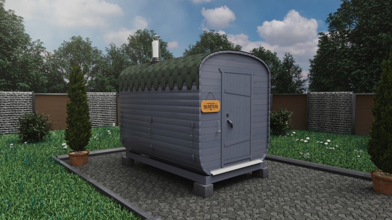 Баня бочка 3 метра, светлый графит