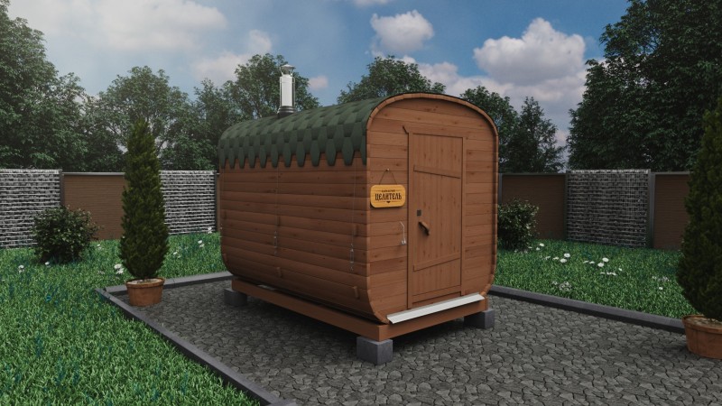 Баня бочка 3 метра, темный орех