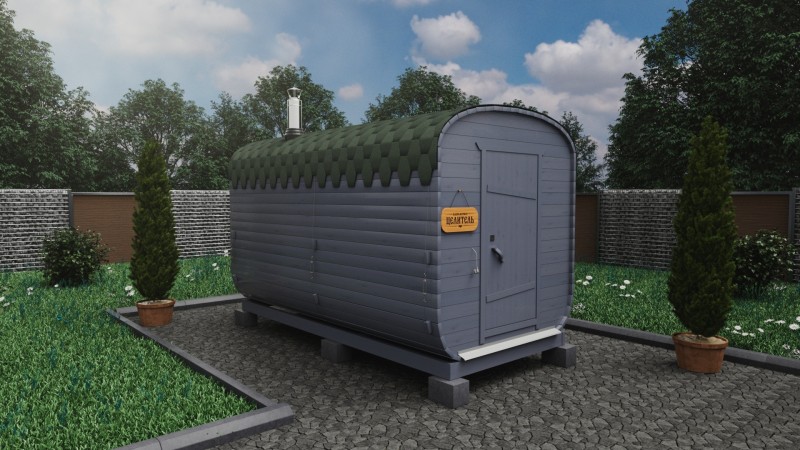 Баня бочка 4 метра, светлый графит