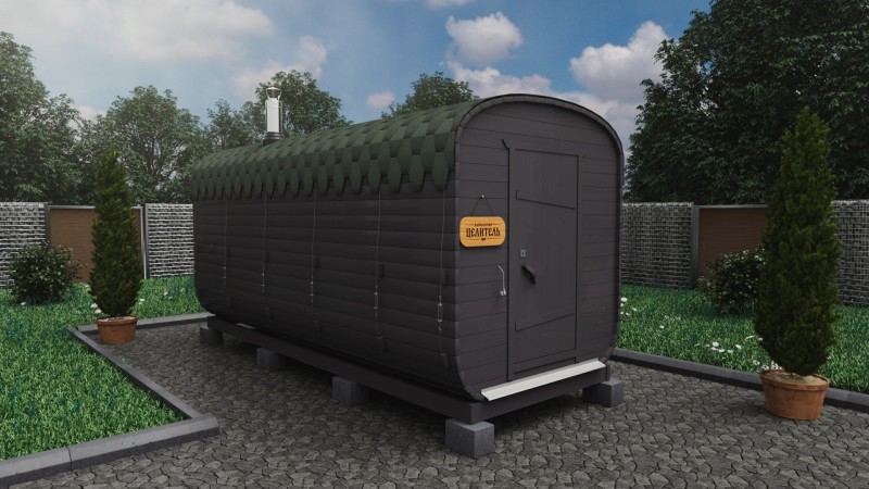 Баня бочка 5 метров, графит