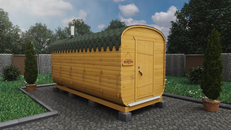 Баня бочка 5 метров, подсолнух