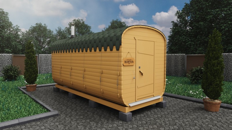 Баня бочка 5 метров, карамель