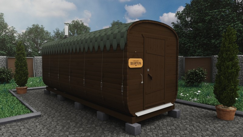 Баня бочка 6 метров, черешня