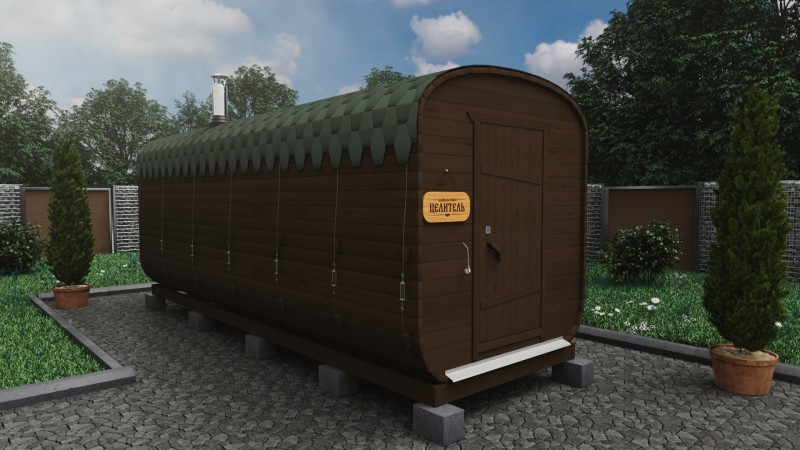 Баня бочка 6 метров, каштан