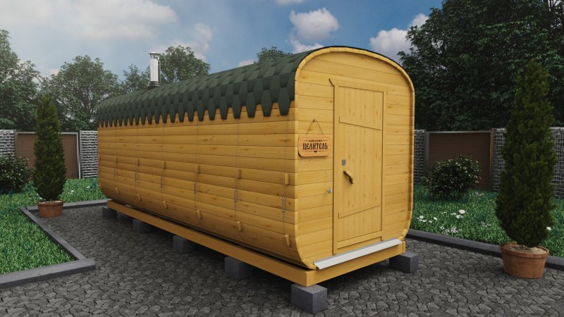 Баня бочка 6 метров, подсолнух