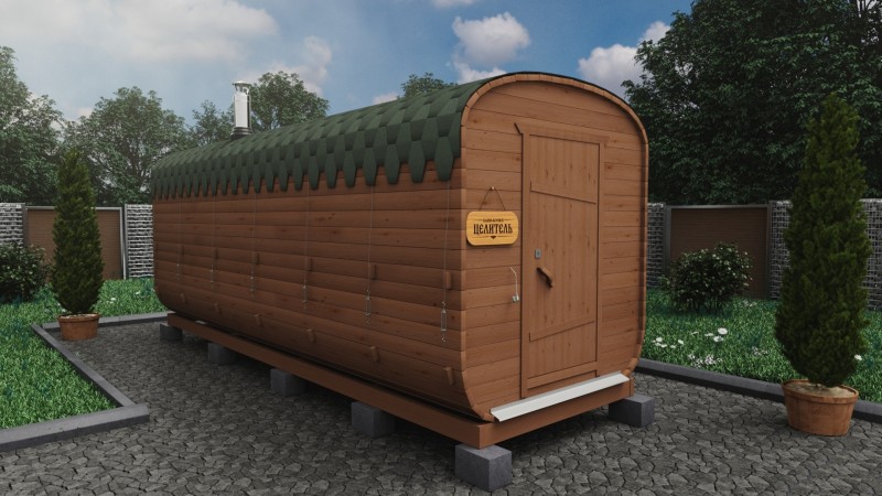 Баня бочка 6 метров, темный орех