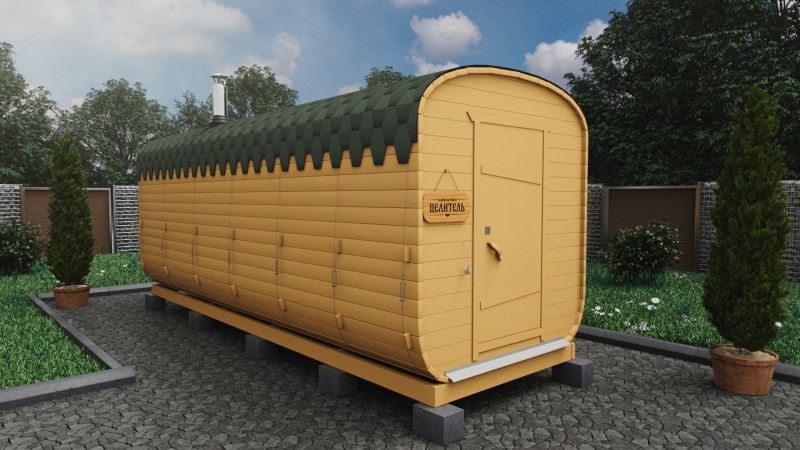 Баня бочка 6 метров, карамель