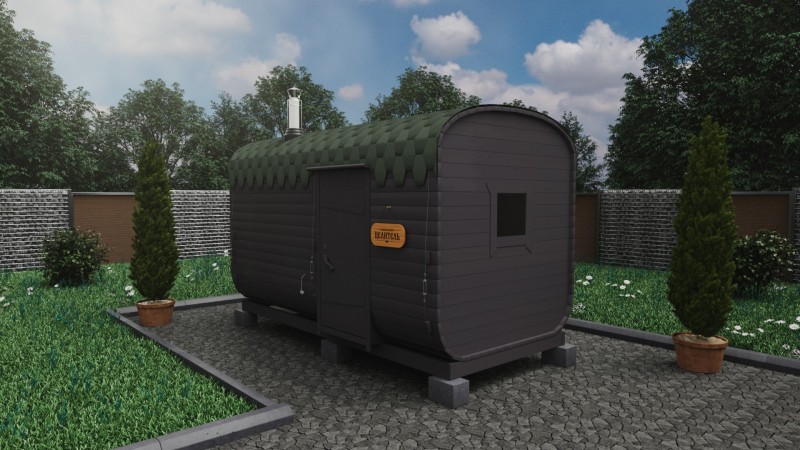 Баня бочка 4 метра с боковым входом, графит