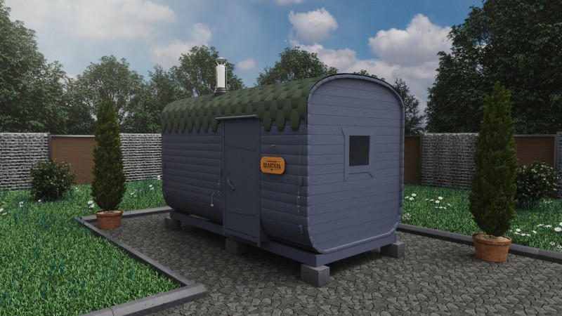 Баня бочка 4 метра с боковым входом, графит