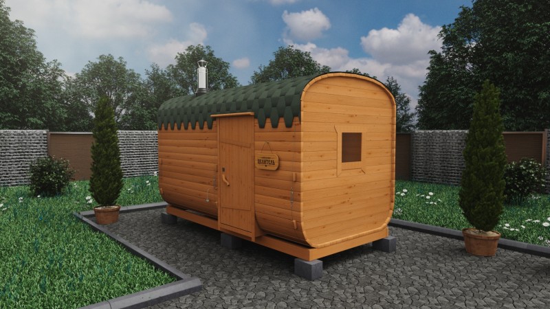 Баня бочка 4 метра с боковым входом, сосна