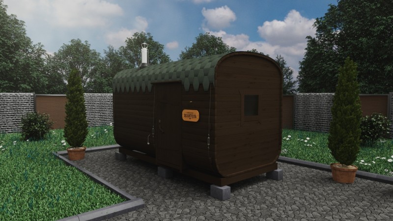 Баня бочка 4 метра с боковым входом, венге