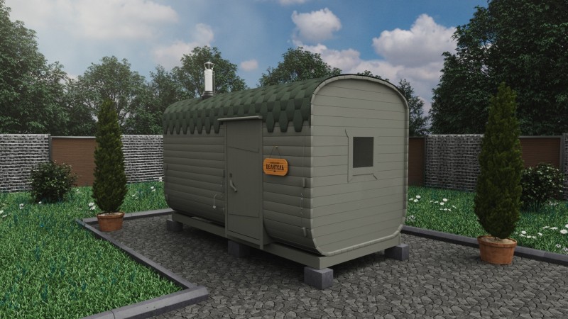 Баня бочка 4 метра с боковым входом, фьорд