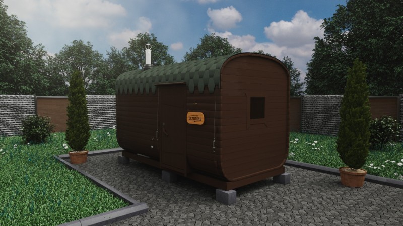 Баня бочка 4 метра с боковым входом, лакрица