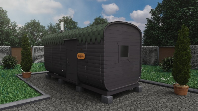 Баня бочка 5 метров с боковым входом, графит