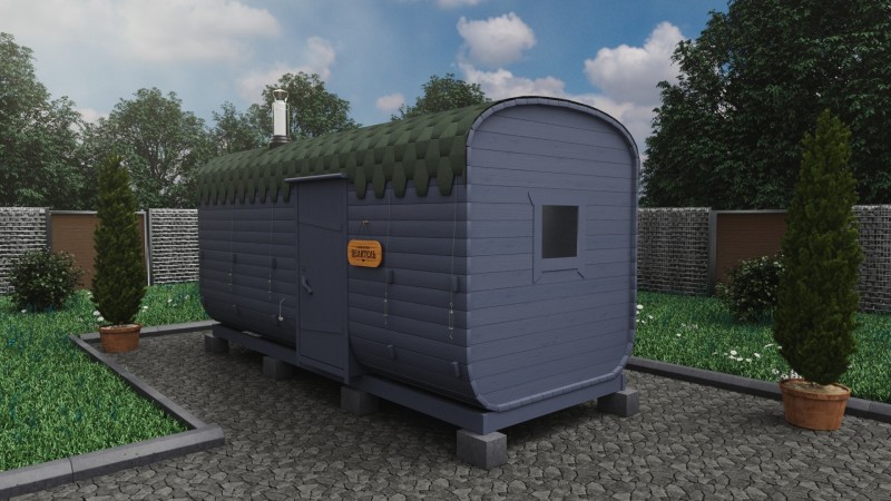 Баня бочка 5 метров с боковым входом, графит