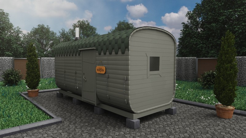 Баня бочка 5 метров с боковым входом, фьорд