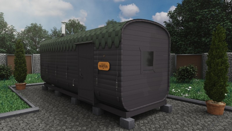 Баня бочка 6 метров с боковым входом, графит