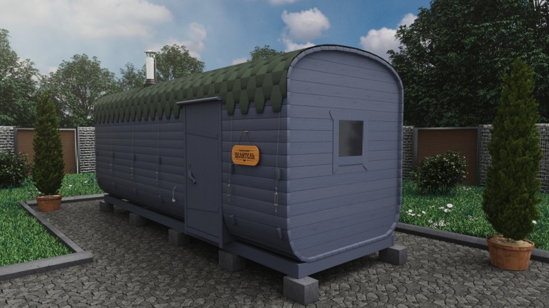 Баня бочка 6 метров с боковым входом, графит