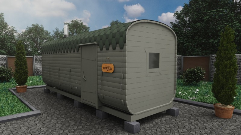 Баня бочка 6 метров с боковым входом, фьорд