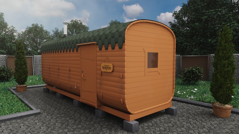 Баня бочка 6 метров с боковым входом, имбирь