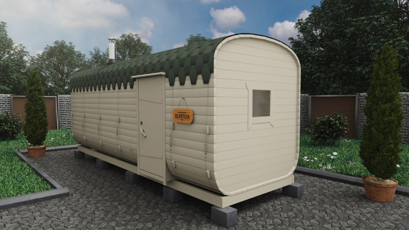 Баня бочка 6 метров с боковым входом, топленое молоко