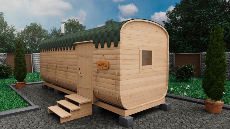 Баня бочка 6 метров с боковым входом