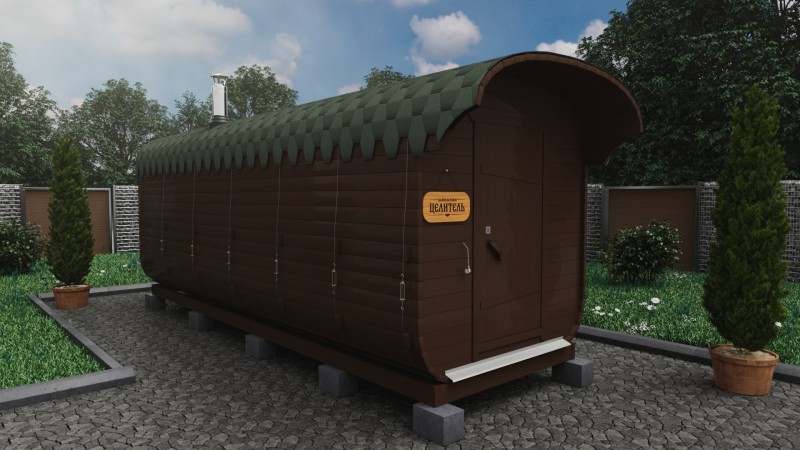 Баня бочка 6 метров с козырьком, лакрица