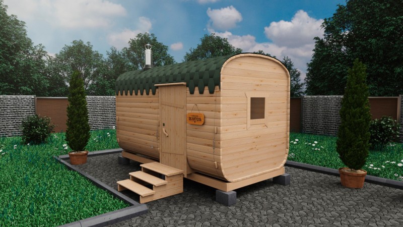 Баня бочка 4 метра с боковым входом