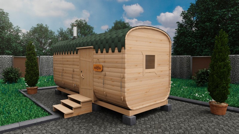 Баня бочка 5 метров с боковым входом